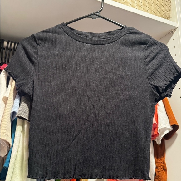 Tops - Black Ribbed Women's Top